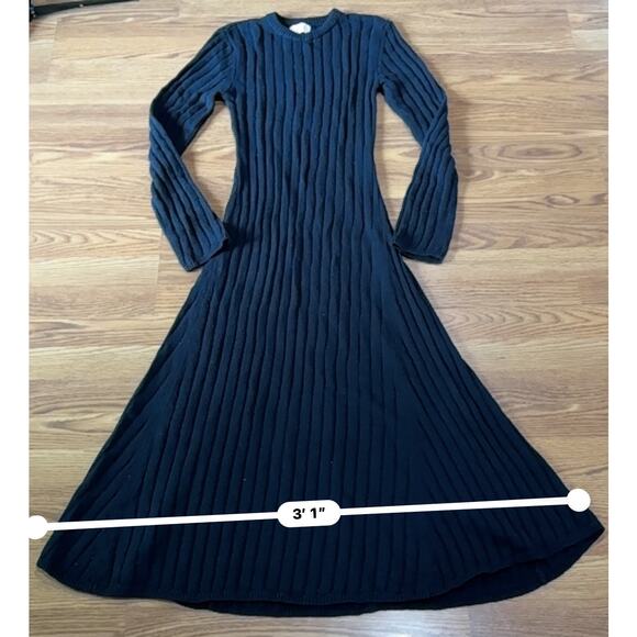 DISSH Ada Midi in Black Long Sleeve Stretch Ribbed Knit Stretch Dress XL - Picture 7 of 12